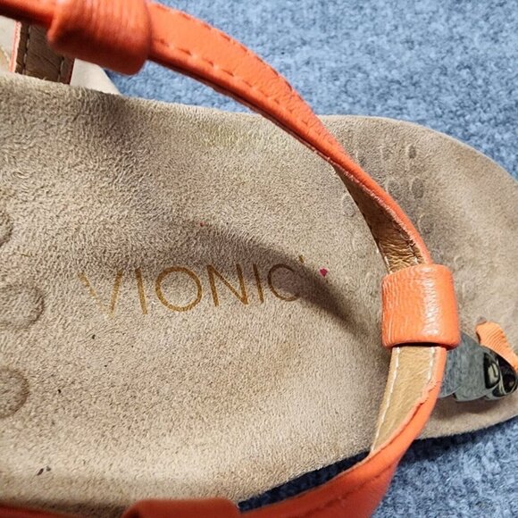 Women's Vionic Thong Sandal Orange Gold Rest Miami Slingback Leather Sz 7 - Picture 7 of 9